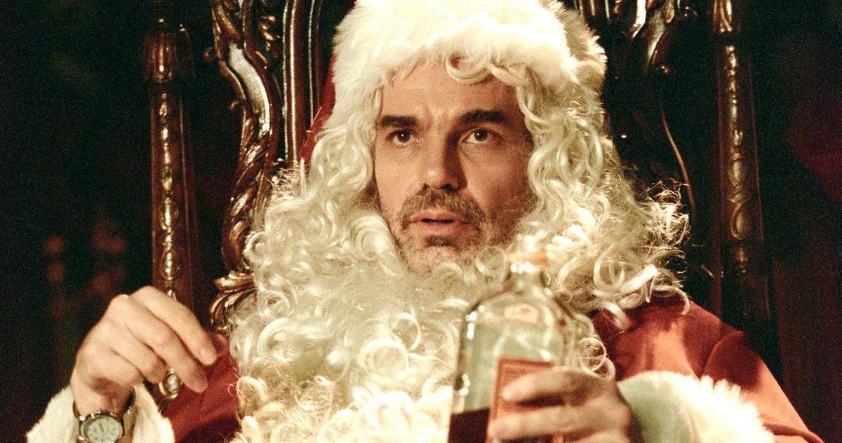 Billy Bob Thornton as Santa Claus drinks liquor in Bad Santa