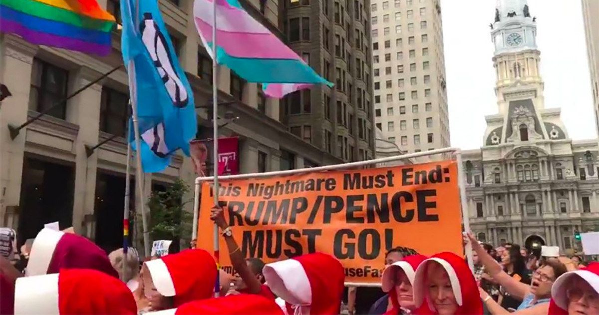Mike Pence Protesters Take a Page from The Handmaid's Tale in Philadelphia