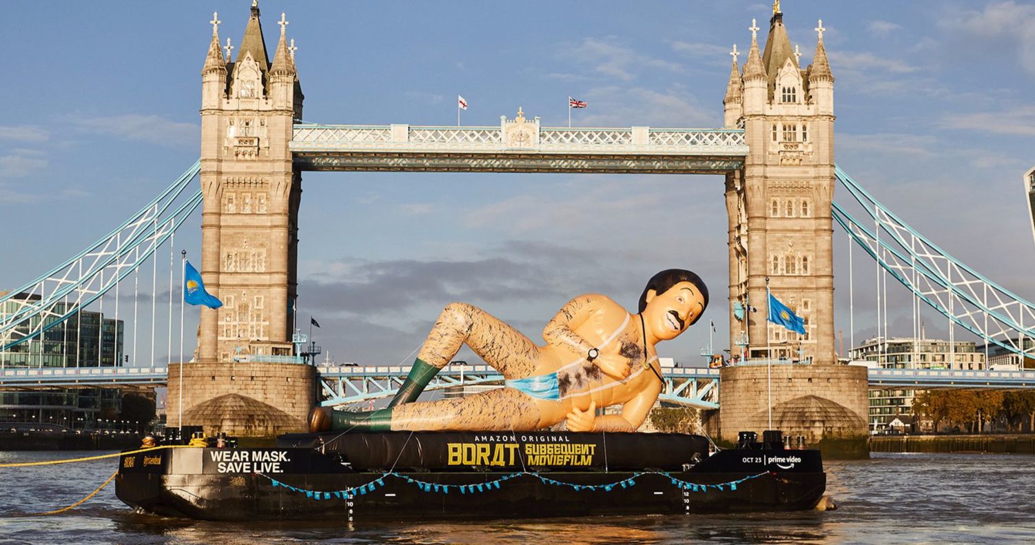 Giant Inflatable Borat Sails Down Thames in Celebration of Subsequent Moviefilm Release