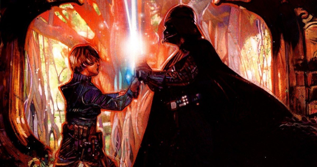 Star Wars 7 Art Shows Lightsaber Duel and Millennium Falcon!