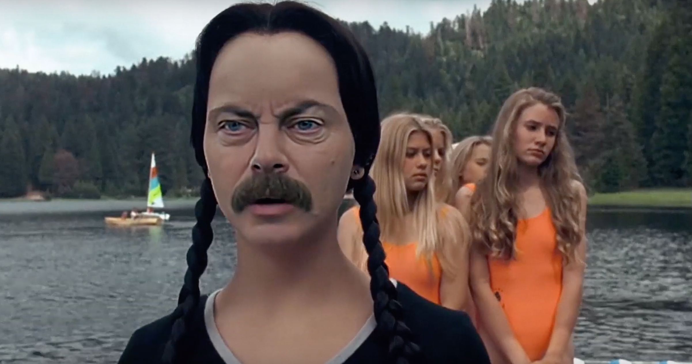 Ron Swanson Is Wednesday Addams in Addams Family DeepFake Video
