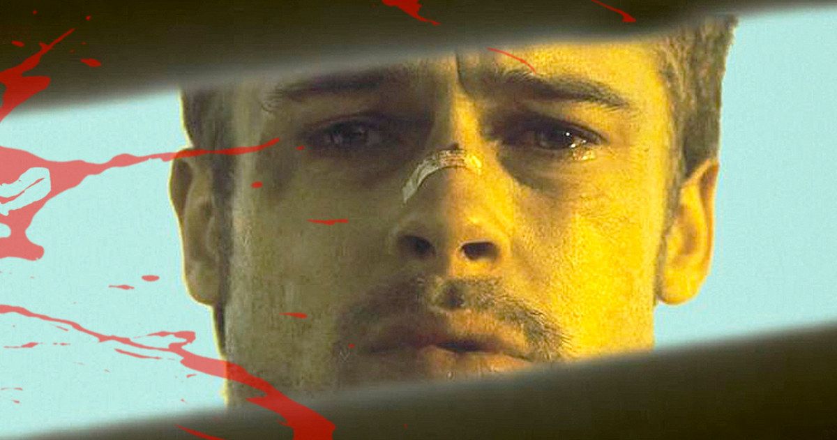 Brad Pitt in Seven with blood splattered across the screen