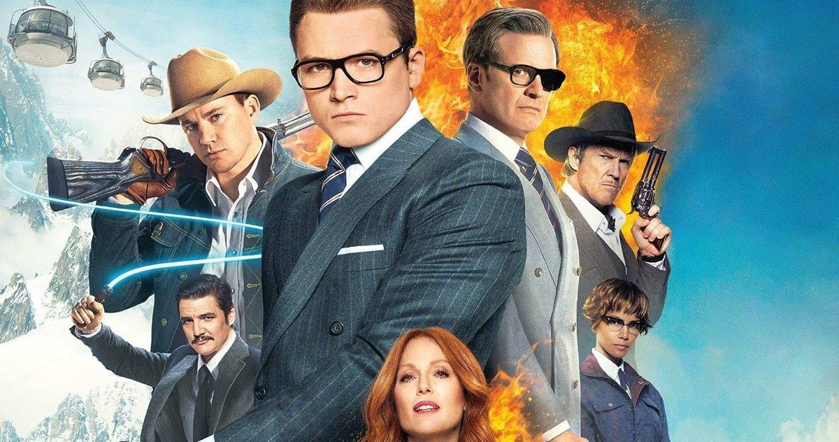 Kingsman 2 cast with Taron Egerton in the middle