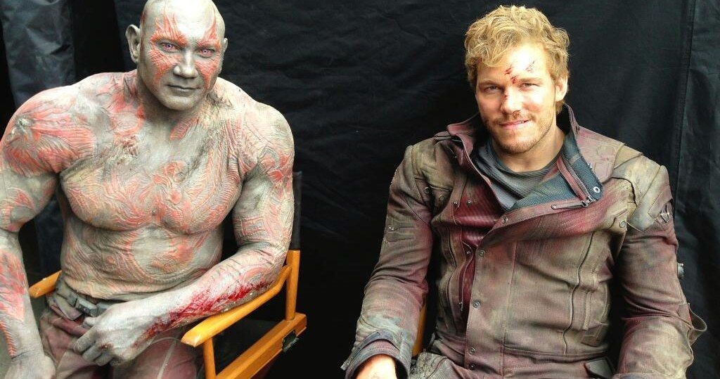 Star-Lord and Drax Take a Beating in Guardians of the Galaxy Set Photo