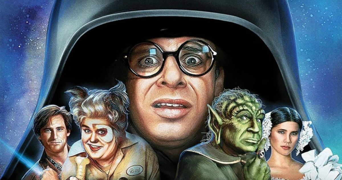 Spaceballs cast with Rick Moranis in the center