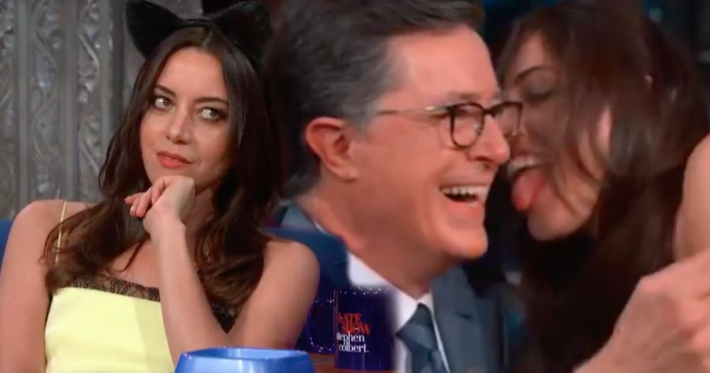 Watch Aubrey Plaza Audition for Catwoman in The Batman by Licking Stephen Colbert