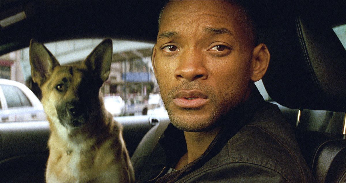 Will Smith and his dog sit in his car