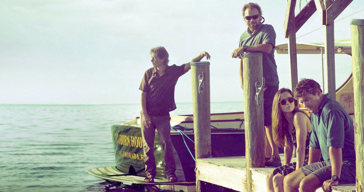 The Rayburn family sits on a pier in Bloodline