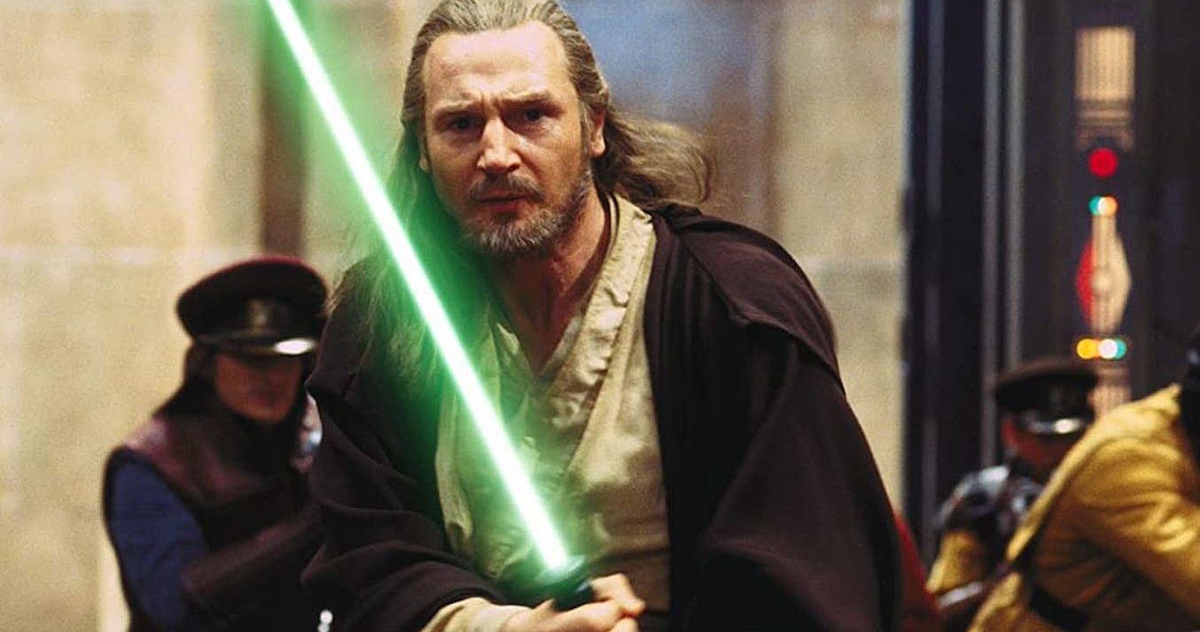 Liam Neeson Pulls Out His Original Lightsaber from The Phantom Menace for Show &amp; Tell