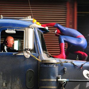 Spider-man Battles the Rhino on a Truck in New The Amazing Spider-Man 2 Set Photos