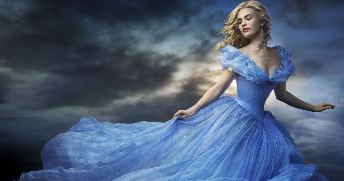 Cinderella in a flowing blue dress