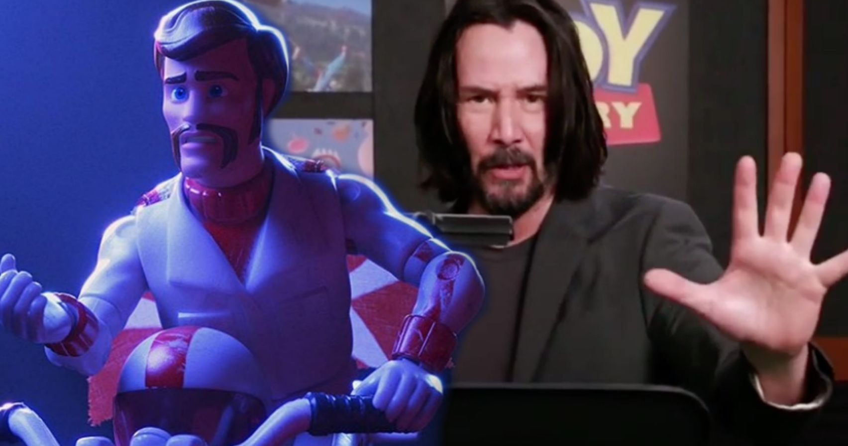 Watch Keanu Reeves Become Duke Caboom in Toy Story 4 Recording Booth Video