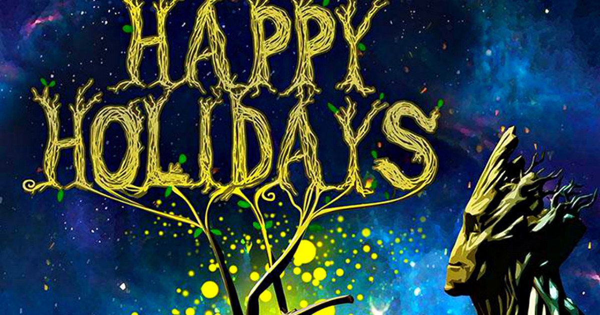 Marvel Wishes Happy Holidays with Groot Christmas Card
