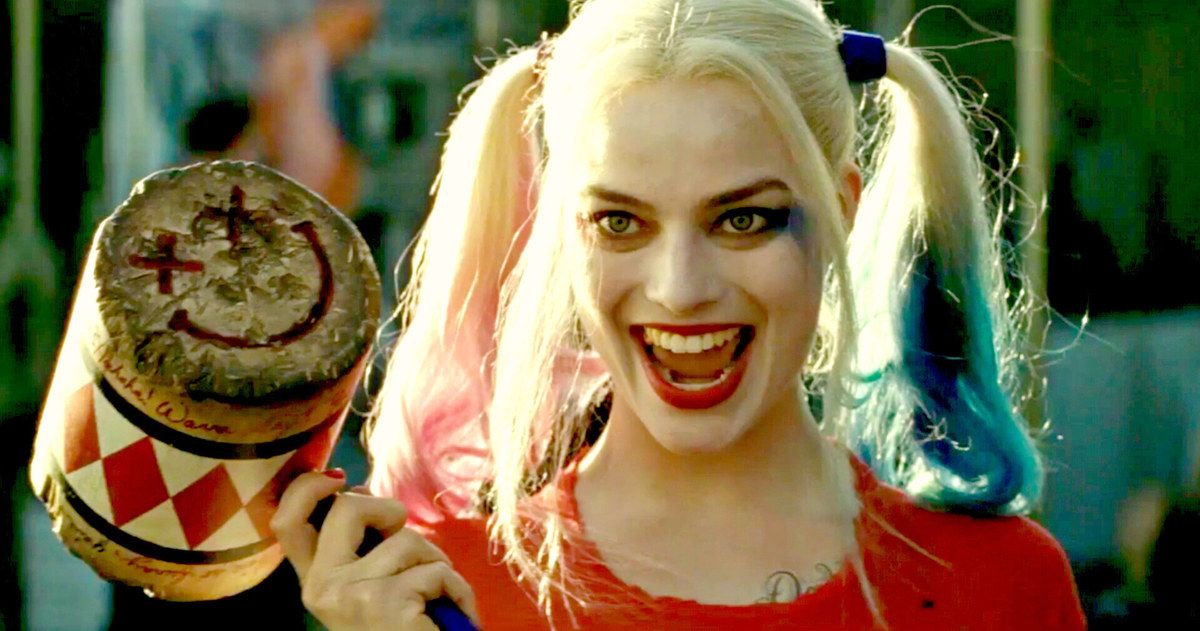 Harley Quinn played by Margot Robbie, holding a hammer