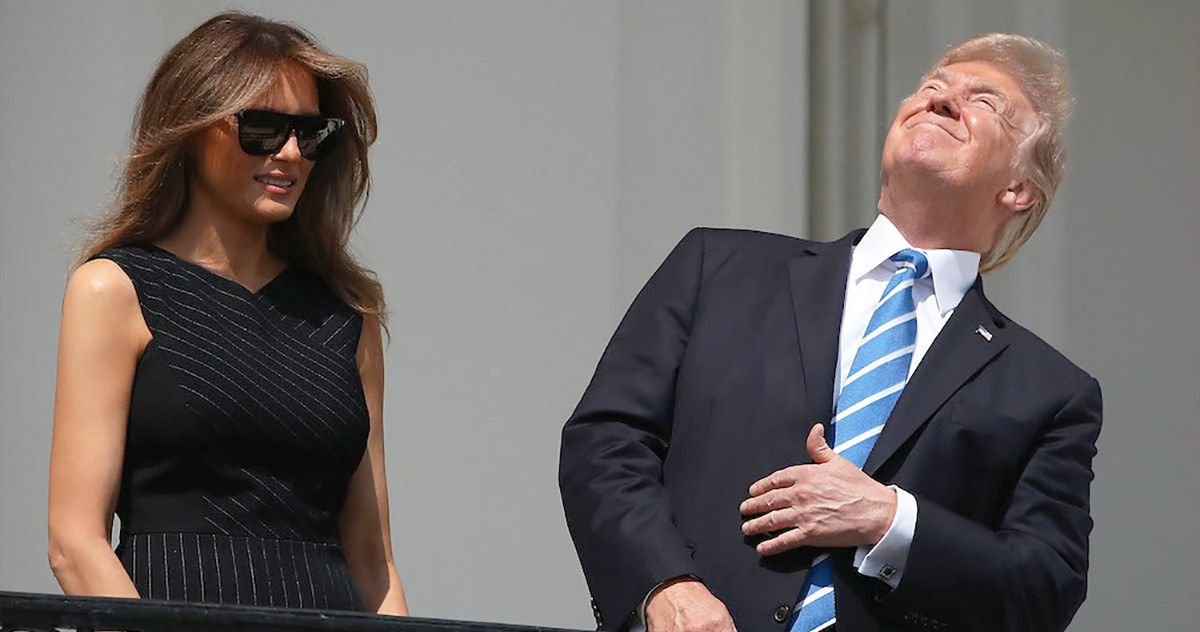 Trump Watches Eclipse Without Glasses, Ignores Fake News About Safety