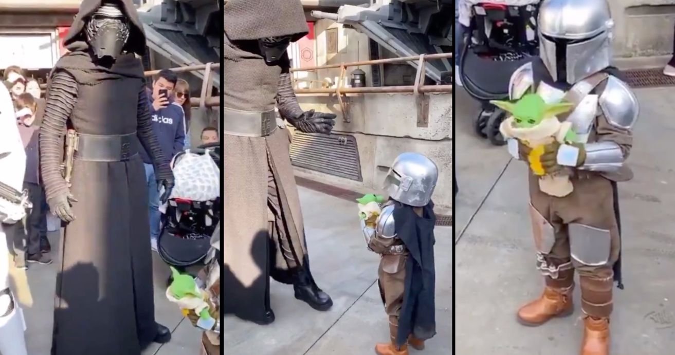 Watch as Baby Mando Gets Recruited by Kylo Ren at Disneyland's Star Wars: Galaxy's Edge