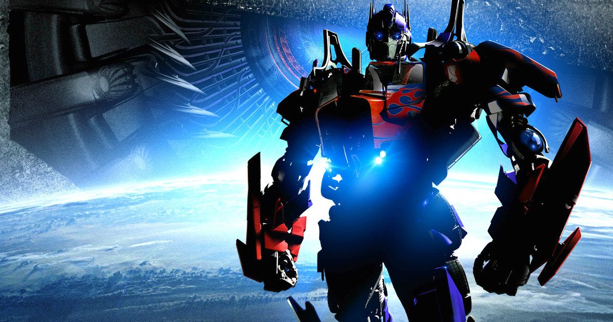 Optimus Prime stands over planet earth in Transformers 5 