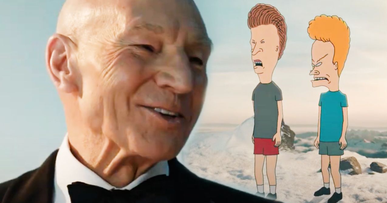 Patrick Stewart Greets Beavis &amp; Butt-Head, Spongebob and More in Paramount+ Super Bowl Commercial
