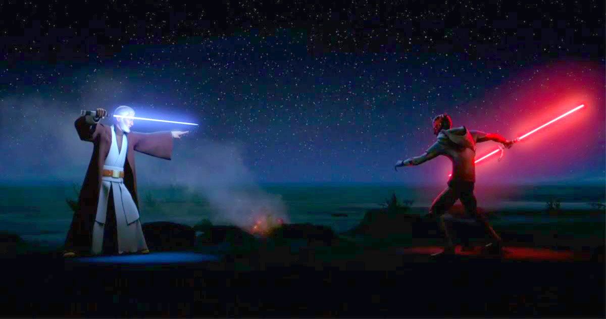Maul Fights Kenobi in Star Wars Rebels Episode 3.17 