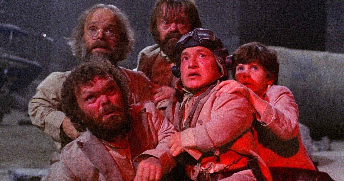 The cast of Time Bandits huddle together