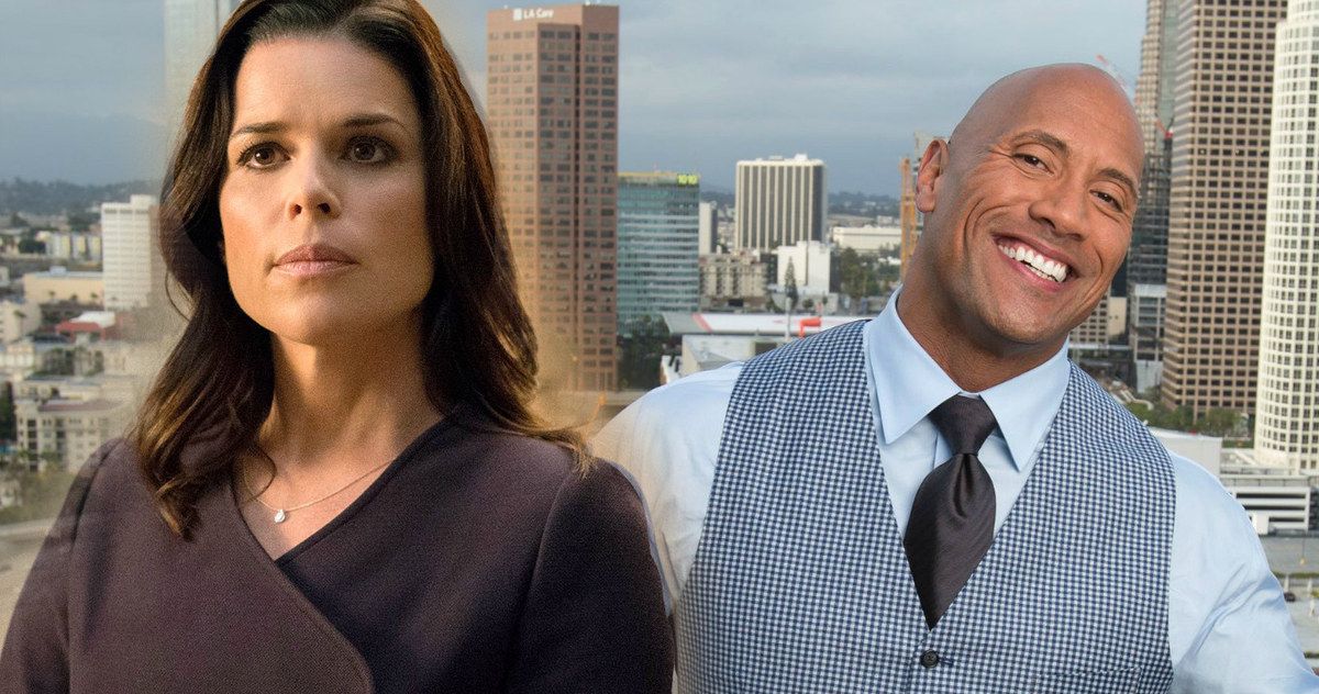 Neve Campbell Teams with The Rock in Skyscraper