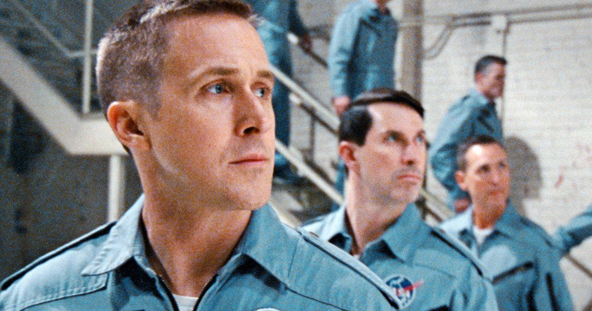Ryan Gosling's in line to board the shuttle in First Man 