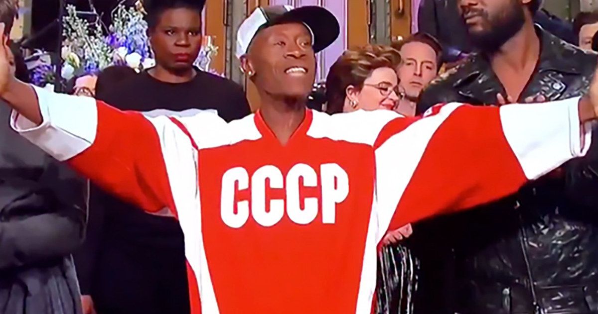 Don Cheadle Wore a Soviet Union Hockey Jersey with Trump's Name on SNL