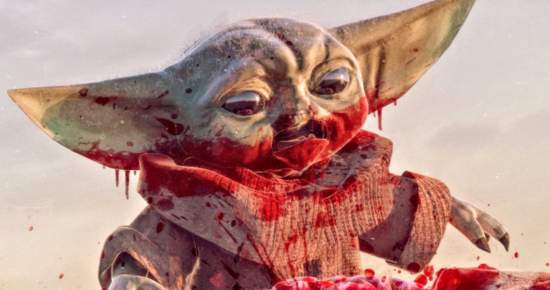Baby Yoda Turns Jabba the Hutt Into a Thanksgiving Feast in The Mandalorian Fan Art