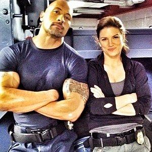 The Fast and the Furious 6 Set Photo with Dwayne Johnson and Gina Carano