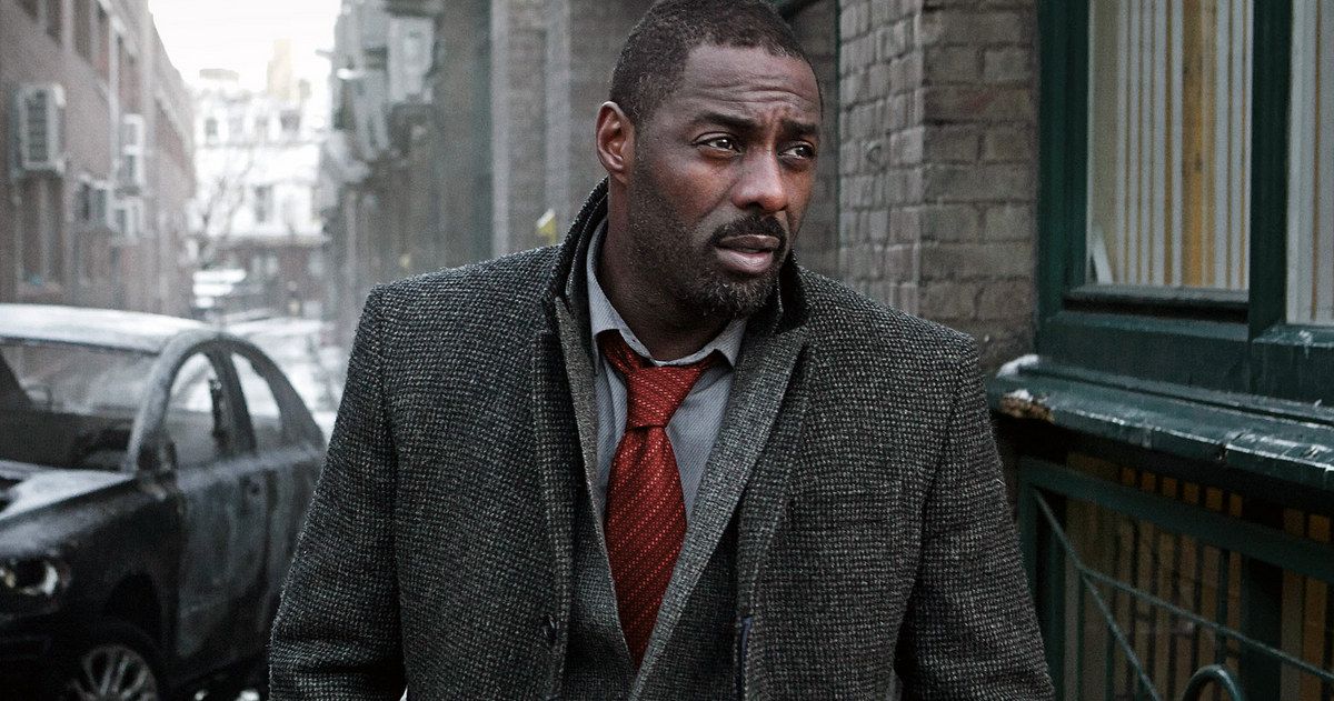 Idris Elba in a trench coat as Luther