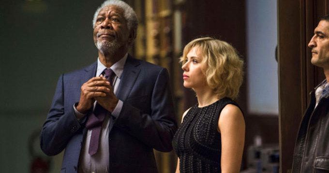 Morgan Freeman Is Scarlett Johansson's Guardian Angel in New Lucy Banner and Photos