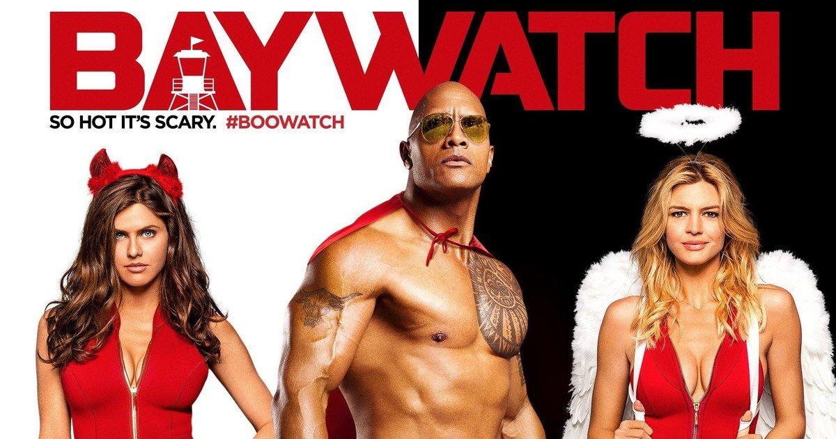 New Baywatch Posters Celebrate Halloween with Zac Efron &amp; the Rock