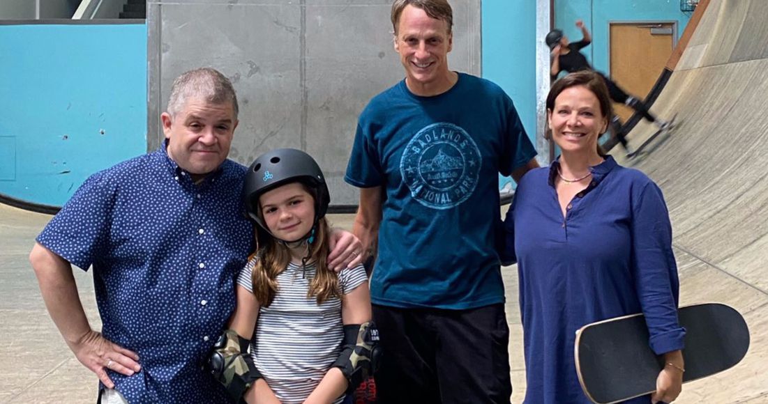 Tony Hawk Gives Patton Oswalt's Daughter Alice Her First Skateboarding Lesson