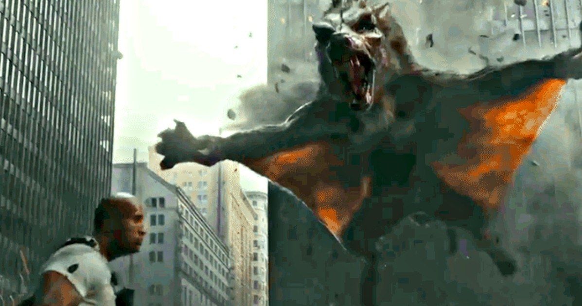 Rampage TV Trailer Pits The Rock Against a Flying Wolf Monster