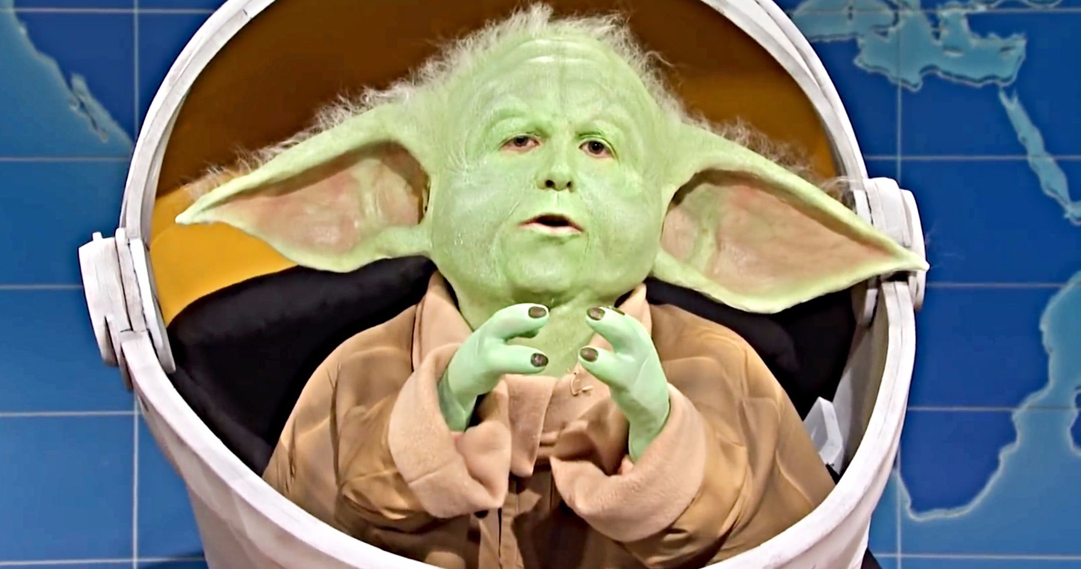 Baby Yoda Visits SNL Weekend Update to Shade Baby Groot