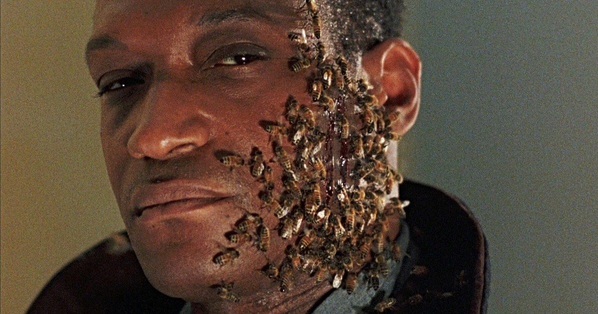 Original Candyman Tony Todd with bees all over his face