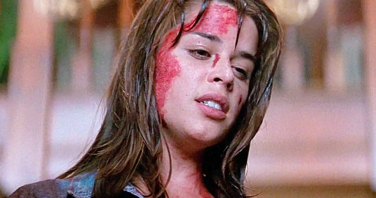Neve Campbell covered in blood in Scream
