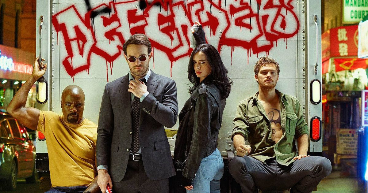 Defenders cast including Jessica Jones, Daredevil, Luke Cage and Iron Fist
