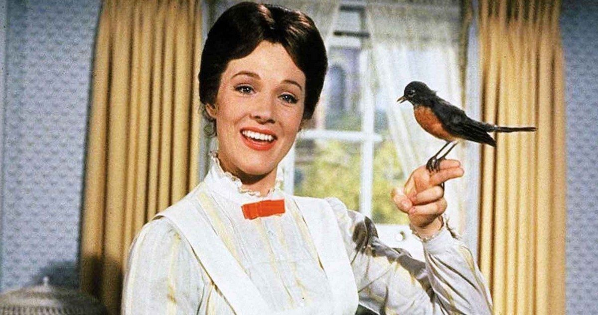 Mary Poppins with a bird