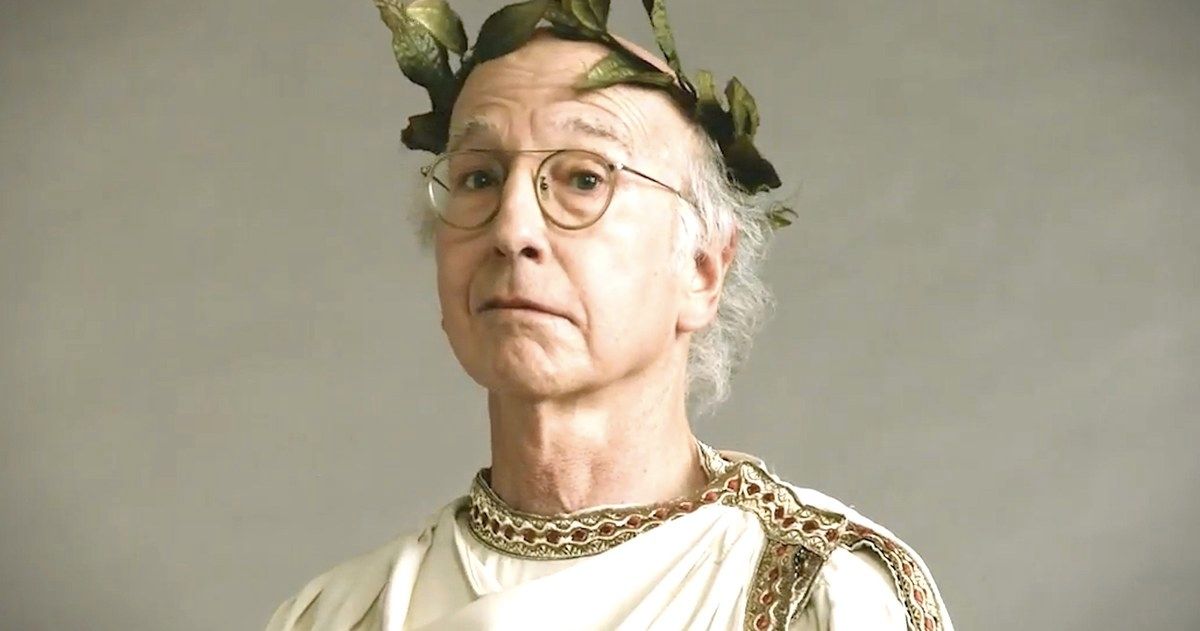 Curb Your Enthusiasm star Larry David in a toga
