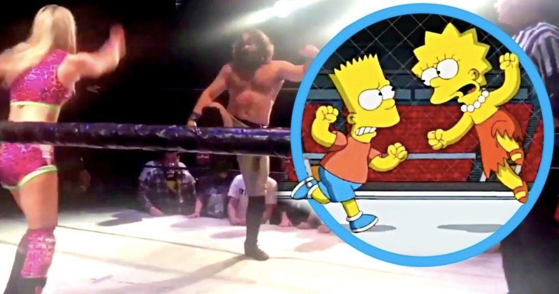Pro Wrestlers Recreate Iconic Bart Vs. Lisa Fight from The Simpsons