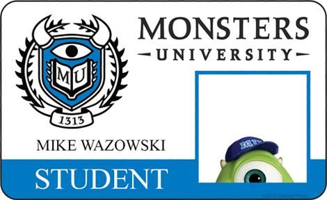Monsters University Meet the Students ID Card 1