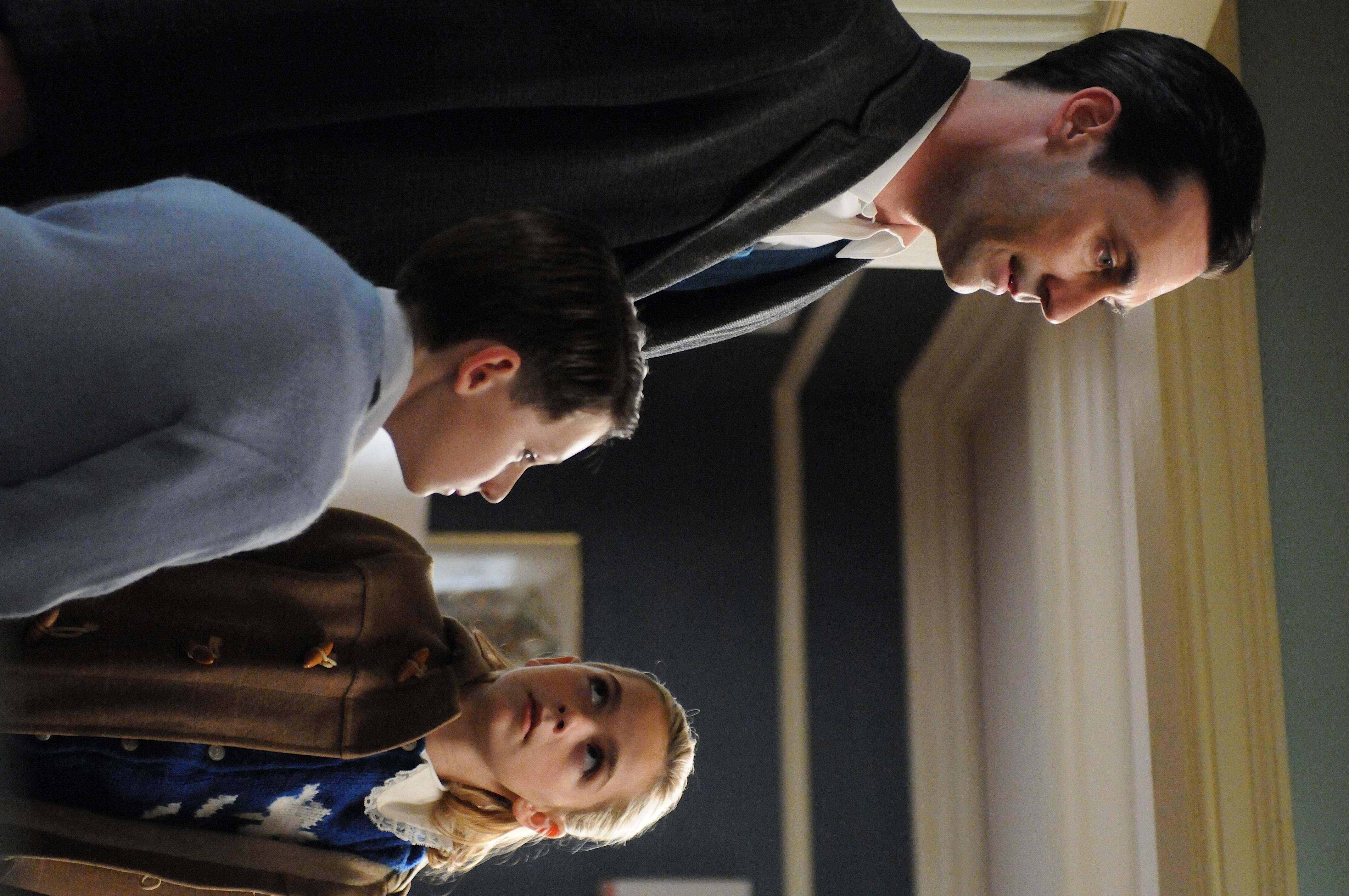 Don Draper (Jon Hamm), Sally Draper (Kiernan Shipka) and Bobby Draper (Jared S. Gilmore)
