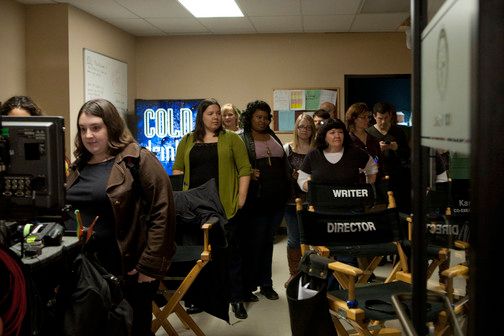 The video village on the set of USA Network's Common Law{38}