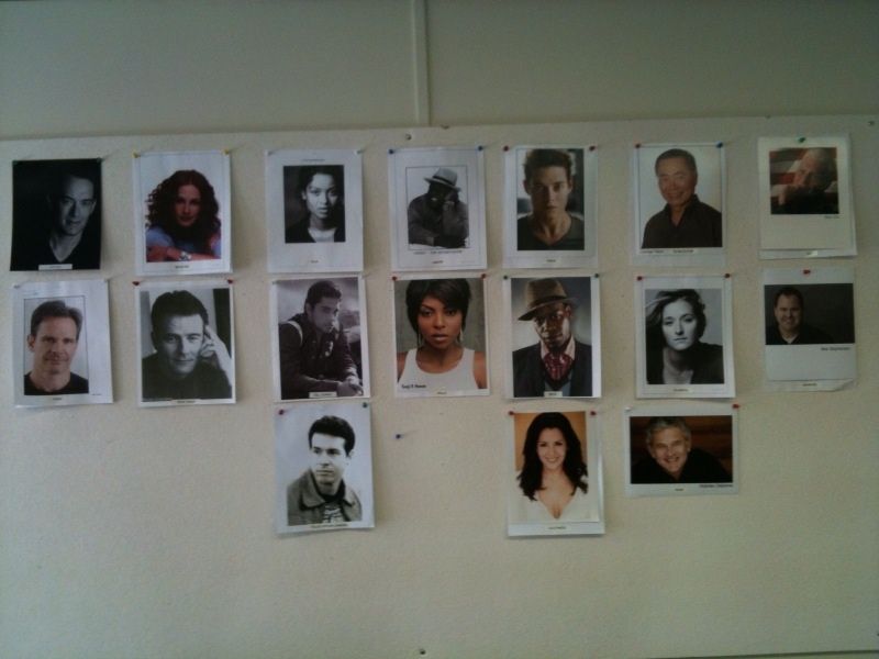 Tom Hanks Twitpic of the Casting Wall for Thomas Crowne