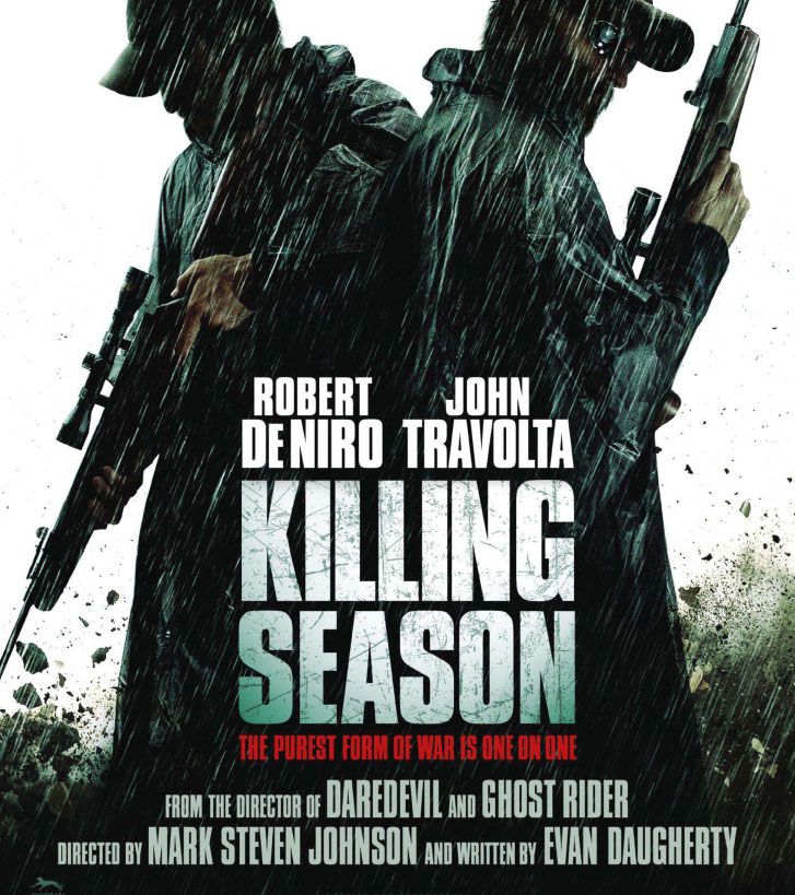 Robert De Niro will star in Killing Season alongside John TravoltaMillennium Films and Corsan Pictures will begin production January 16 on {0}, starring {1} and {2}. {3} ({4}, {5}) will direct from a script by {6} ({7}).