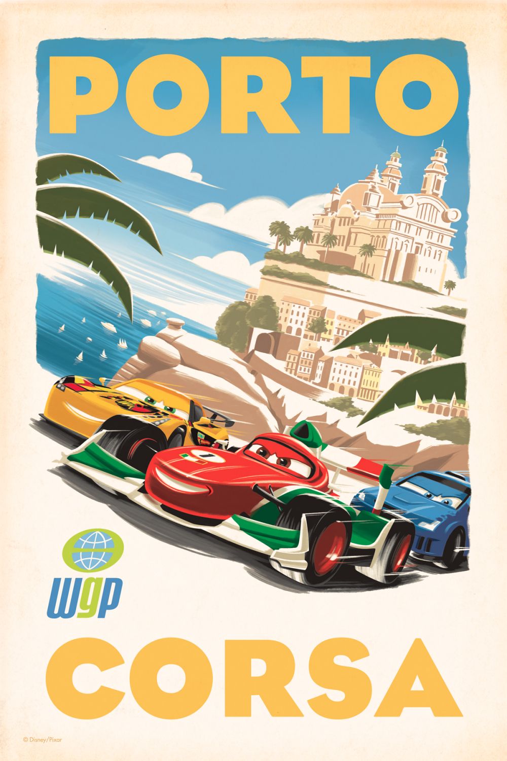 Cars 2 Retro Porto Corsa Poster