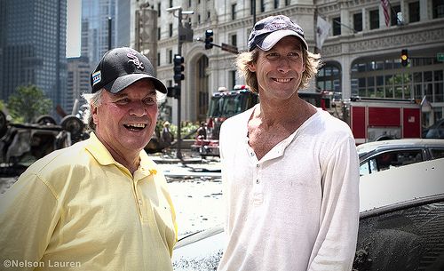 Chicago Mayor Richard M. Daley and Transformers Director Michael Bay