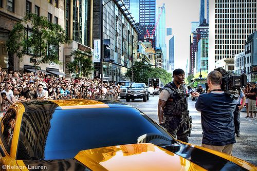 Tyrese Gibson on the set of Transformers 3 in Chicago