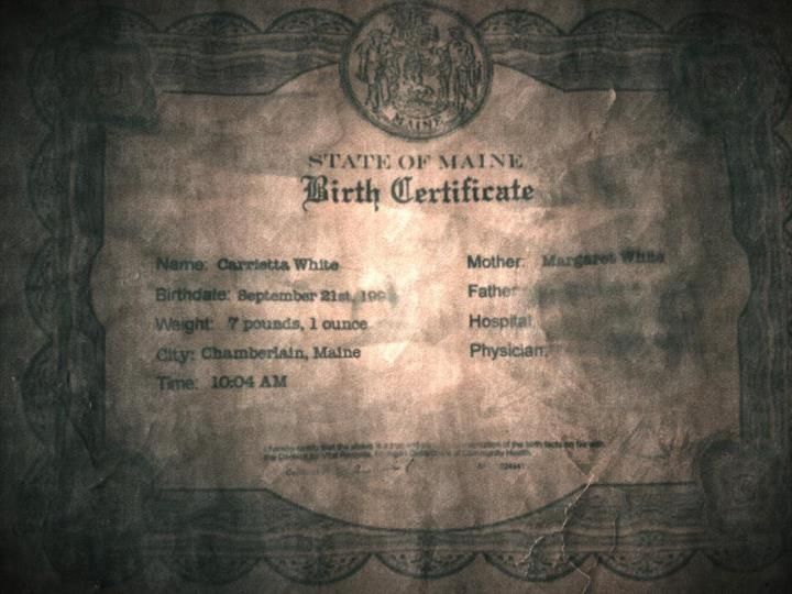 Carrie Birth Certificate Photo